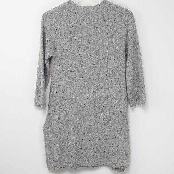 Pure Amici 100% Cashmere Sweater Nub Fleck Tunic Pullover Grey Black Size Small - Picture 2 of 5